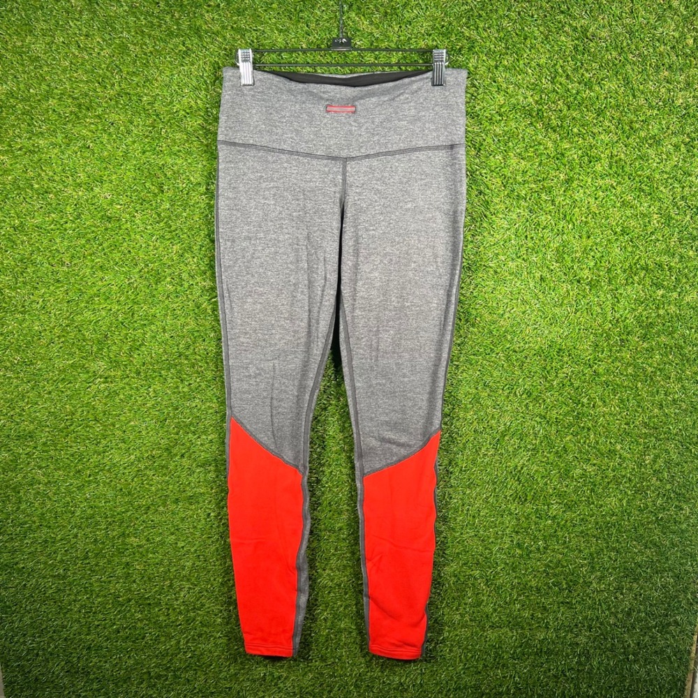 Lululemon Heathered Gray Red Colorblock High Rise Athletic Leggings Size 6